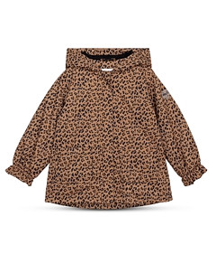 Miles The Label Girls' Leopard Print Full Zip Hooded Windbreaker - Baby
