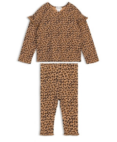 Miles The Label Girls' Leopard Print Long Sleeve Top & Leggings Set - Baby
