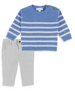 Miniclasix Boys' Breton Stripe Sweater & Twill Pants - Baby