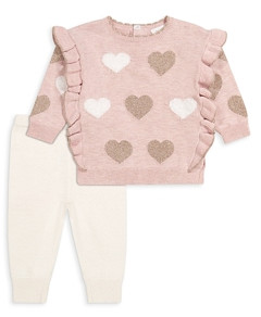 Miniclasix Girls' Hearts Sweater & Pants Set - Baby