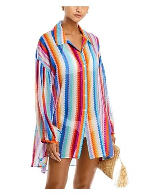 Missoni Stripe Print Shirt Swim Cover-Up Shirt