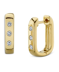 Moon & Meadow 14K Yellow Gold Diamond Bezel-Set Huggie Earrings