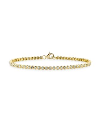 Moon & Meadow 14K Yellow Gold Diamond Mini Bezel Tennis Bracelet - 100% Exclusive