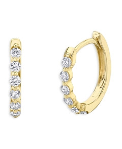 Moon & Meadow 14K Yellow Gold Diamond Oval Hoop Earrings - 100% Exclusive