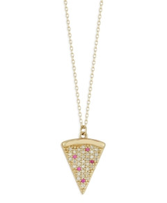 Moon & Meadow 14K Yellow Gold Diamond & Ruby Pizza Slice Pendant Necklace, 16