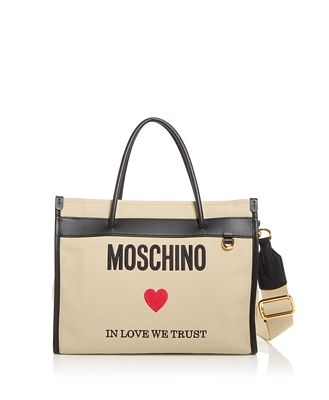 Moschino In Love We Trust Canvas Shopper Tote