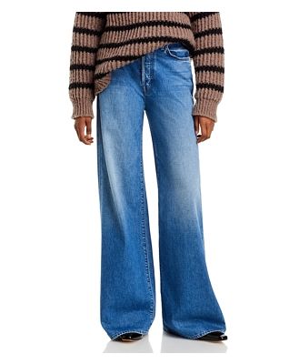 Mother The Ditcher Roller Sneak High Rise Wide Leg Jeans in Heart Throb
