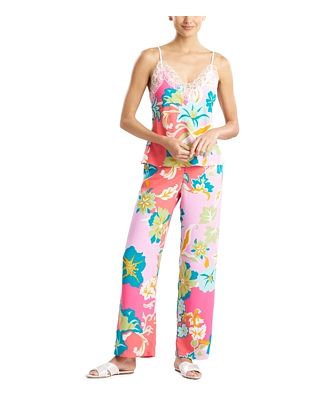 Natori Patchwork Satin Cami Long Pajama Set