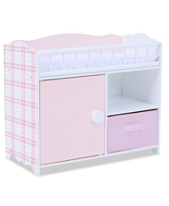 Olivia's Little World by Teamson Kids Aurora Princess Pink Plaid Baby Doll Bed with Accessories Pink - Ages 3-7