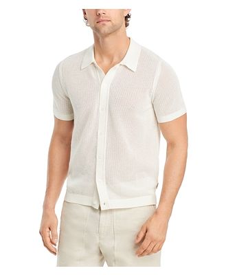 Onia Crochet Button Front Short Sleeve Shirt