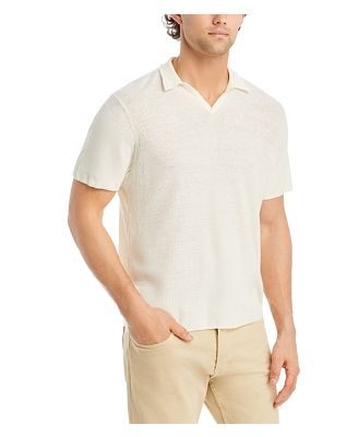 Onia Open Collar Short Sleeve Linen Polo Shirt