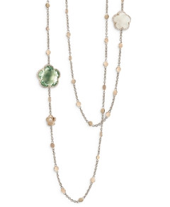 Pasquale Bruni 18K Rose Gold Bon Ton Prasiolite, White Quartz & Diamond Dolce Vita Sautoir Necklace, 40.5