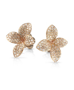 Pasquale Bruni 18K Rose Gold Petit Garden White & Champagne Diamond Floral Stud Earrings