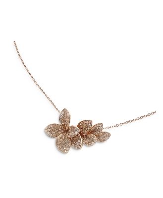 Pasquale Bruni 18K Rose Gold Stelle in Fiore White & Champagne Diamond Flower Necklace, 16.5