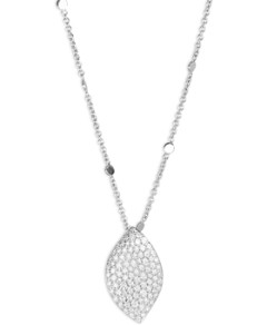 Pasquale Bruni 18K White Gold Aleluia Diamond Pave Leaf Pendant Necklace, 17.3