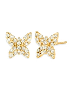 Rachel Reid 14K Yellow Gold Diamond Butterfly Stud Earrings