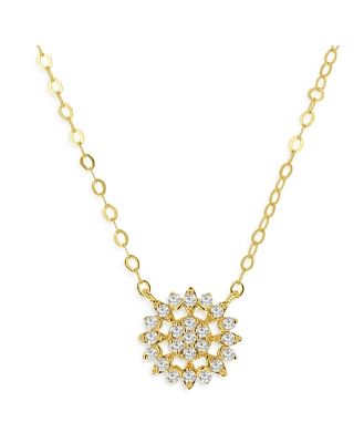 Rachel Reid 14K Yellow Gold Diamond Flower Cluster Pendant Necklace, 18