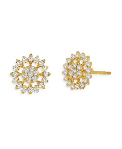 Rachel Reid 14K Yellow Gold Diamond Flower Stud Earrings