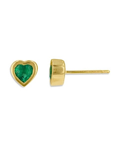 Rachel Reid 14K Yellow Gold Emerald Heart Stud Earrings