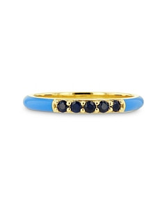 Rachel Reid 14K Yellow Gold & Enamel Blue Saphhire Ring