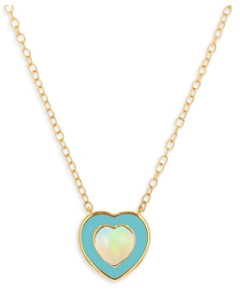 Rachel Reid 14K Yellow Gold Opal Heart Pendant Necklace, 16-20