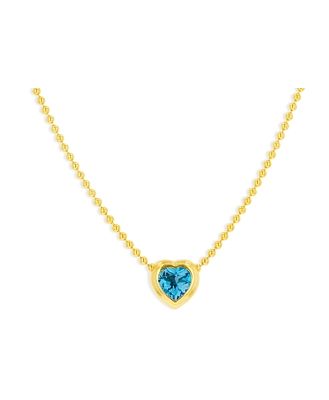 Rachel Reid 14K Yellow Gold Swiss Blue Topaz Bezel Heart Pendant Necklace, 16
