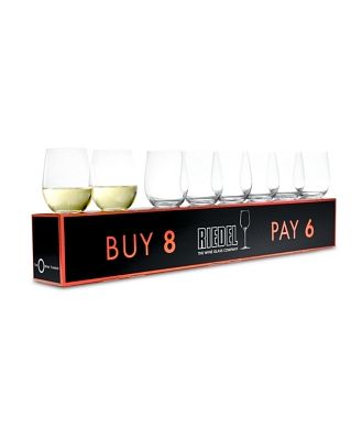 Riedel O Stemless Chardonnay Glasses, Pay 6 Get 8