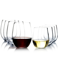 Riedel O Stemless Mixed Chardonnay & Cabernet Wine Glasses, Pay-6 Get 8 Set