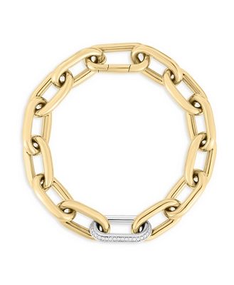 Roberto Coin 18K Yellow and White Gold Diamond Link Bracelet