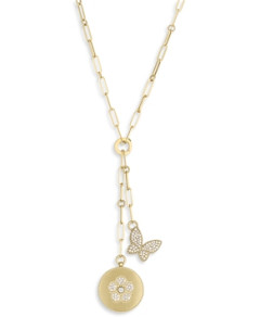 Roberto Coin 18K Yellow Gold Daisy Diamond Flower Disc & Butterfly Lariat Necklace, 16-18 - 100% Exclusive