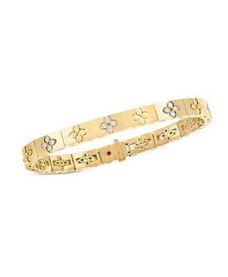 Roberto Coin 18K Yellow Gold Love in Verona Diamond Flower Link Bracelet
