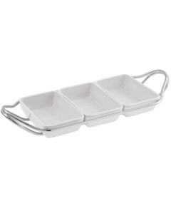 Sambonet New Living 3-Section Hors D'Oeuvre Tray with Holder