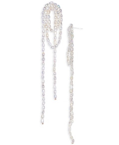 Shashi Imitation Pearl Knotted Shoulder Sweeping Drop Earrings