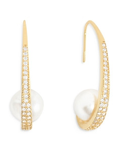 Shashi Michelle Crystal & Pearl Drop Earrings
