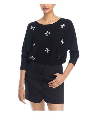 Sioni Faux-Pearl Embellished Bow Sweater