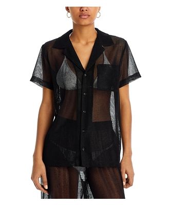 Solid & Striped The Dahlia Mesh Cover-Up Shirt