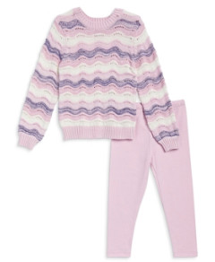 Splendid Girls' Wave Pointelle Sweater & Leggings Set - Little Kid, Big Kid
