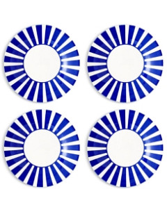Spode Blue Italian Steccato Bold Stripe Tidbit Plates, Set of 4