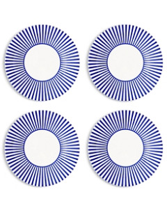 Spode Blue Italian Steccato Narrow Stripe Tidbit Plates, Set of 4