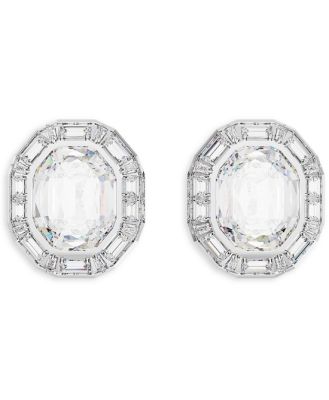 Swarovski Mesmera Mixed Cut Octagon Clip-On Button Earrings in Rhodium Plated