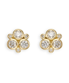 Temple St. Clair 18K Yellow Gold and Diamond Trio Stud Earrings
