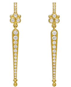 Temple St. Clair 18K Yellow Gold Classic Diamond Baton Drop Earrings