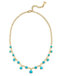Temple St. Clair 18K Yellow Gold Turquoise & Diamond Statement Necklace, 16-18