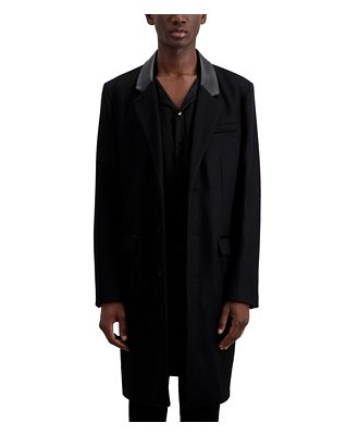 The Kooples Mixed Media Button Front Overcoat