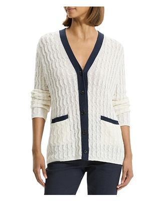 Theory Contrast Cable Knit Cardigan