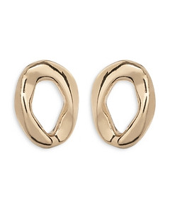 Uno de 50 Joy of Living Oval Link Earrings in 18K Gold Plated