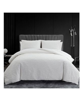 Vera Wang Abstract Crinkle White Duvet Cover Set, Queen