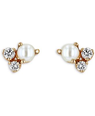 Zoe Chicco 14K Yellow Gold Cultured Freshwater Pearl & Diamond Cluster Stud Earrings