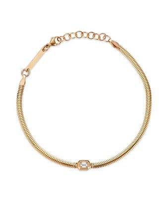 Zoe Chicco 14K Yellow Gold Emerald Cut Diamond Snake Chain Bracelet