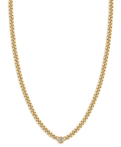 Zoe Chicco 14k Yellow Gold Floating Diamond Small Curb Chain Necklace, 16